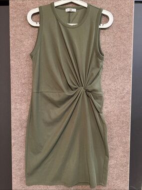 Socialite Olive Green Knot-Detail Midi Dress